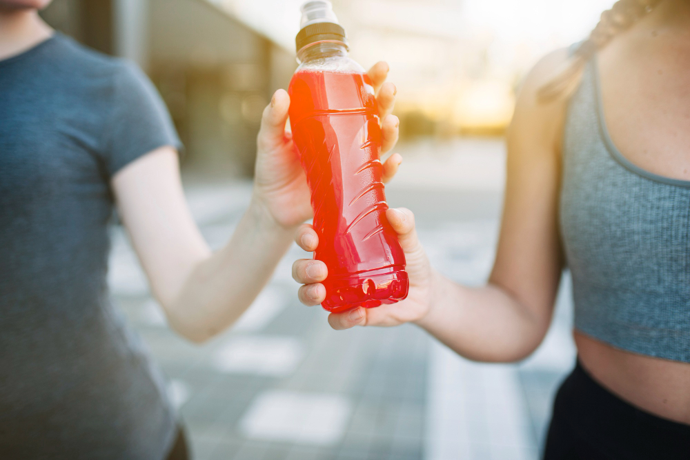 bebida roja en botella